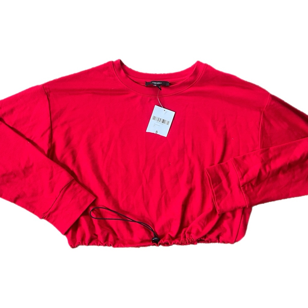 Red Long Sleeve Crop Top